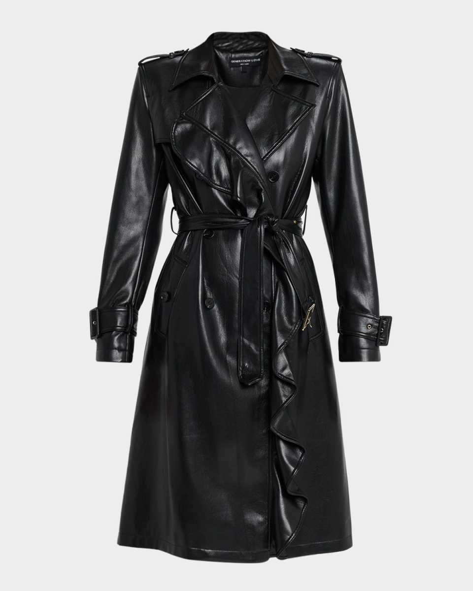 Hearst Vegan Leather Trench Coat